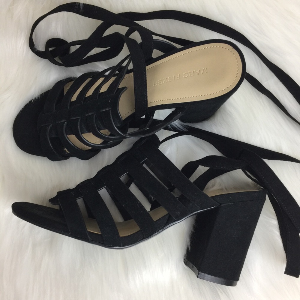 NEW Marc Fisher Phoebe Black Strappy Sandals